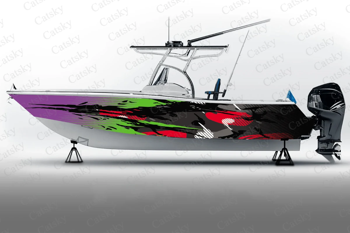 

camouflage hexagonal honeycomb Boat Sticker Packaging Fish Boat Waterproof Custom Marine Boat Decal Sticker boat wrap vinyl