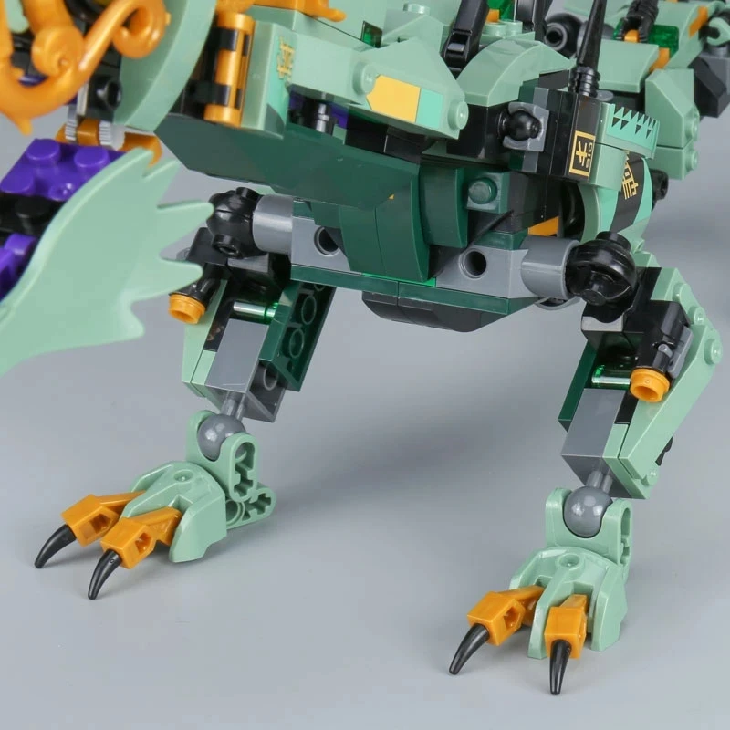 

06051 строительные блоки MOC Mecha Dragon Fit 70612, игрушки для детей, зеленый ниндзя, механический Дракон 10718, кирпичи для подарка с фигурками 76053