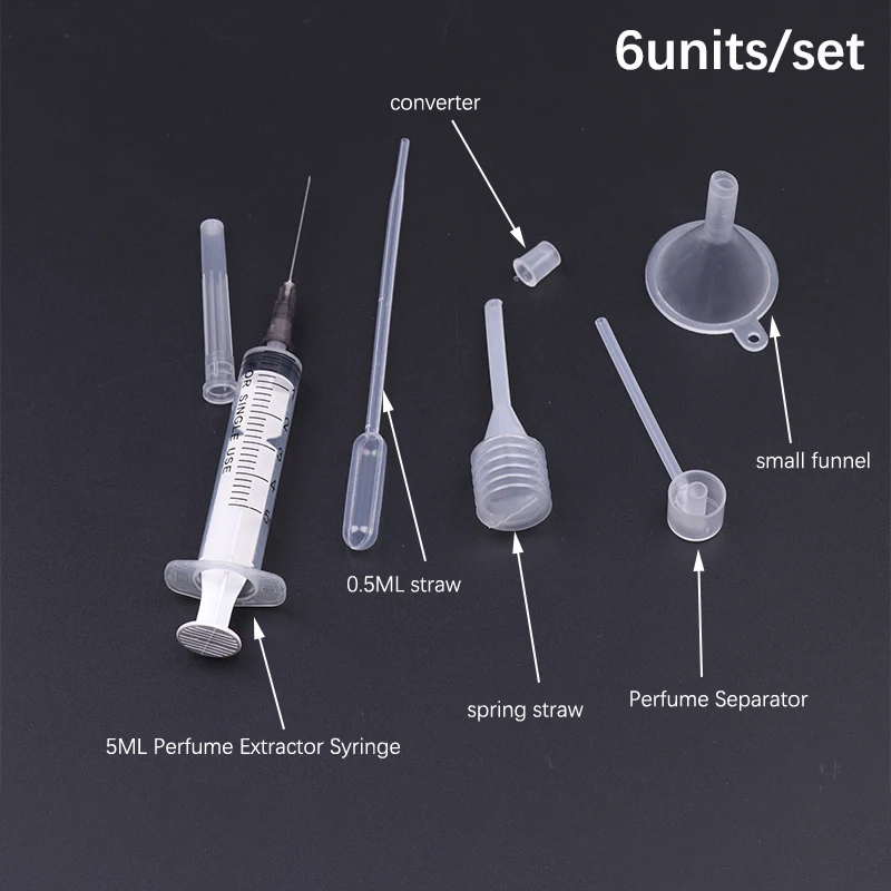 6units/Set Perfume Refill Tools Set Plastic Diffuser Syringe Straw