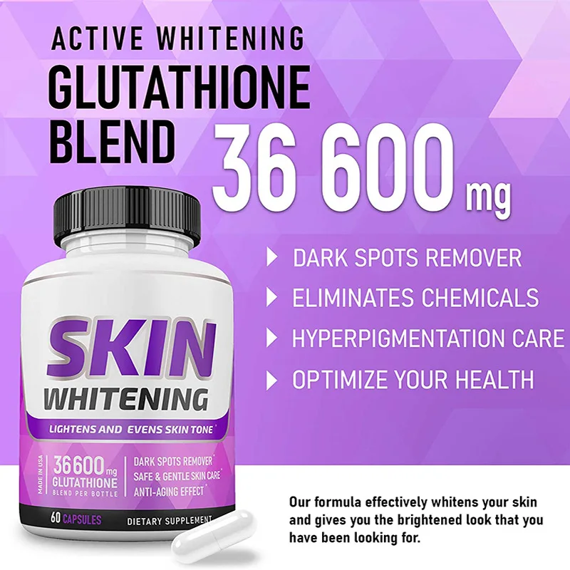 

Glutathione 1 bottle of 36600mg glutathione capsules skin beauty natural skin facial body melanin removal Whitening Capsules