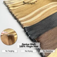 Extensions de cheveux humains Genius Trame 100G paquets blonds doubles dessinés trame de cheveux vierges droites invisibles extrémité complète qualité supérieure 3