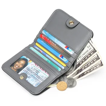 Portafoglio piccolo per donna, porta carte di credito Bifold sottile, portafoglio compatto con blocco RFID, tasca con cerniera in pelle sottile per le affissioni,