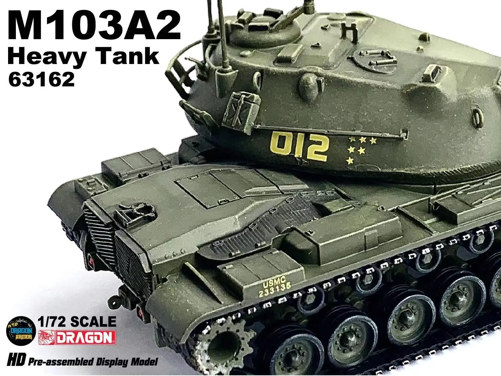 

Вторая мировая война, 1/72 Американский тяжелый танк M103A2, готовая модель солдат украшение 63162. Коллекция военных моделей в подарок для больших