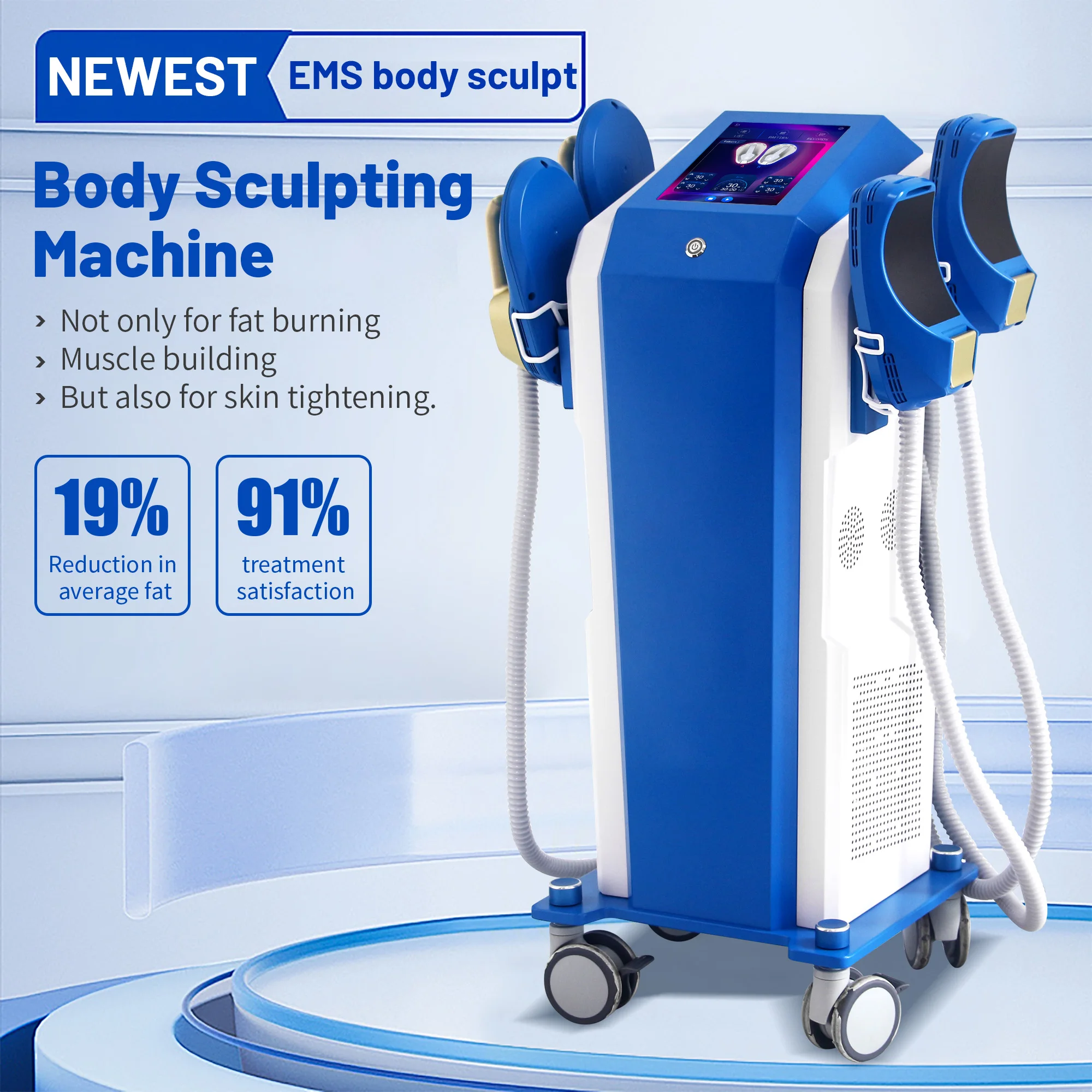 Nueva Máquina MYOslim para Esculpir el Cuerpo, 6500W, Tecnología de Radiofrecuencia para Adelgazar y Esculpir, Estimulación Muscular, 15 Electrodos Electromagnéticos para Pérdida de Peso
