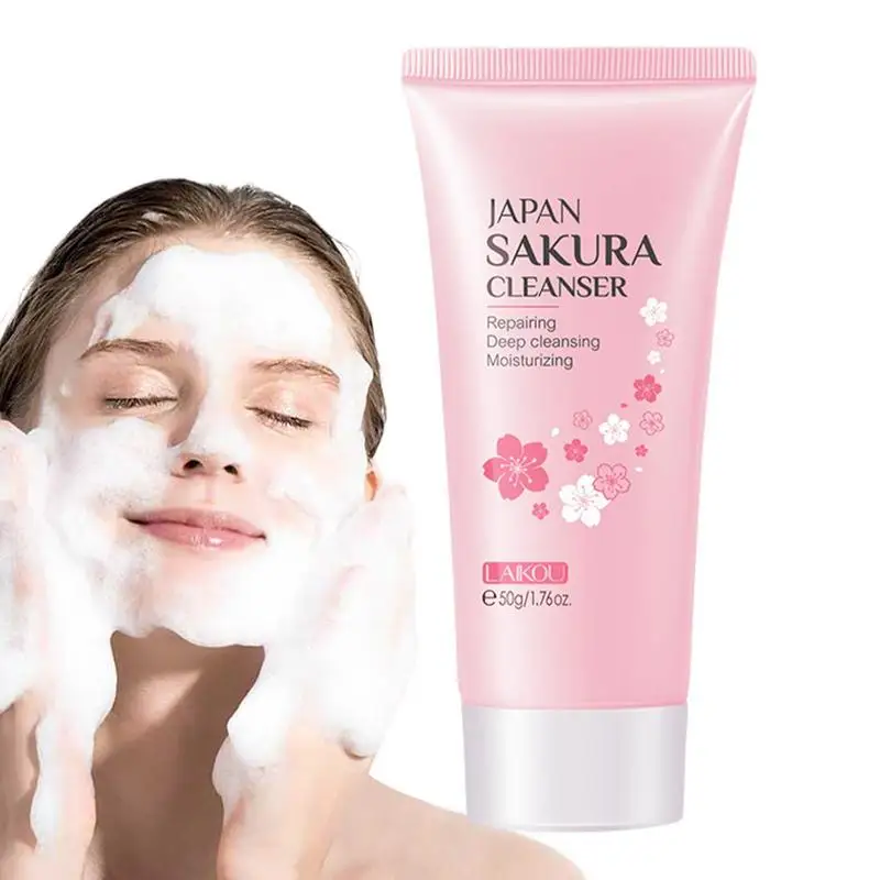 

Daily Face Cleanser 50g Cherry Blossom Refreshing Hydrating Facial Cleanser Deep Facial Cleansing Supplies for Family Friends