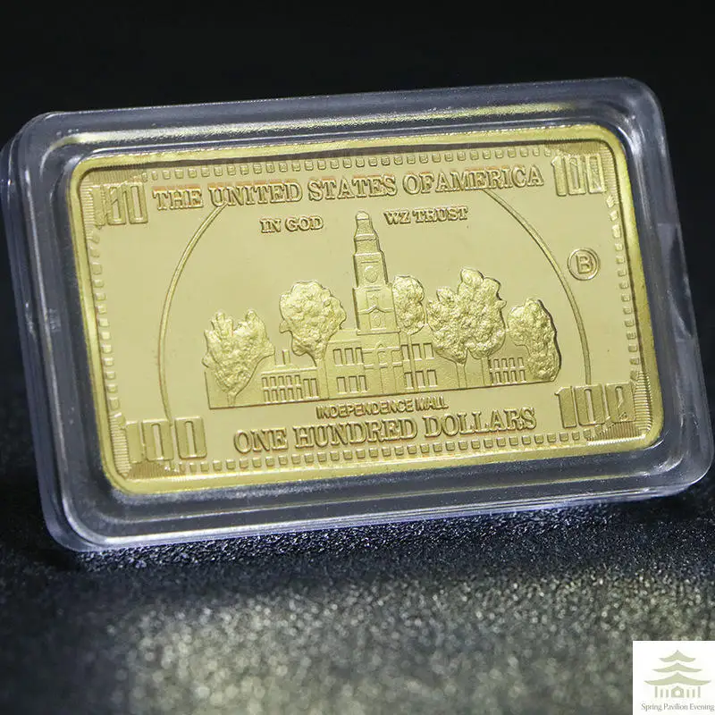 Gold Tone Commemorative Metal Bar Collectible with Gift Box
