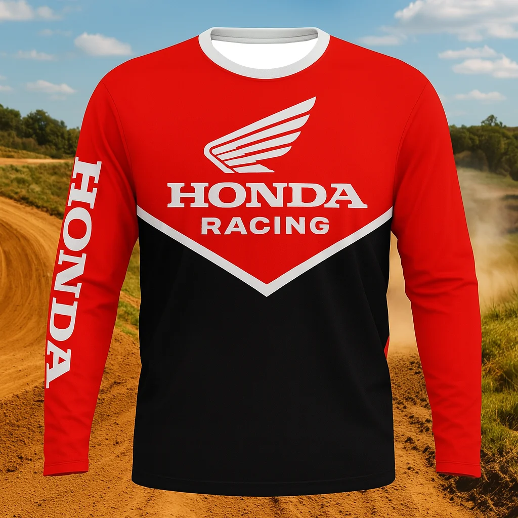남성용 속건성 혼다 오토바이 저지, 긴 소매 통기성 라이딩 셔츠, 먼지 자전거 및 산악 경주에 이상적인 장비