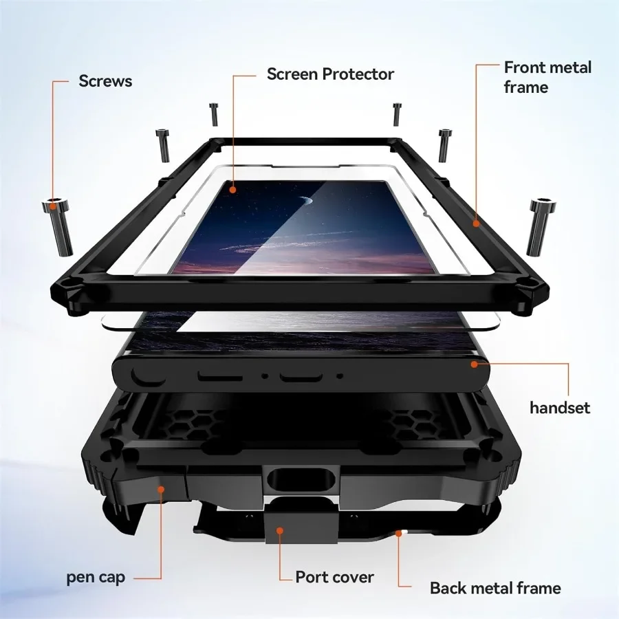 Full Aluminum Metal Armor Case For Samsung S24 S23 S22 Ultra Heavy Duty Dustproof Shockproof Cover Screen Lens Protector Holder