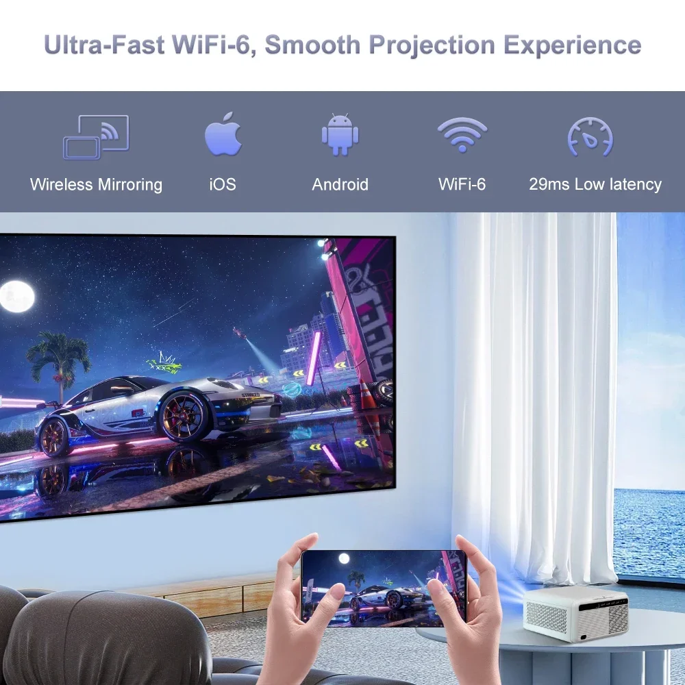 ApexTPFlixtone D9W 미니 프로 프로페셔널 프로젝터 2700 ANSI 루멘+100인치 스크린 풀 HD 1080P 안드로이드 스마트 TV LED 홈시어터