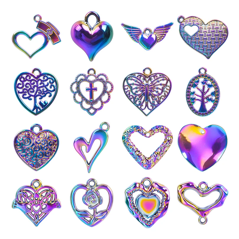 

10pcs/Lot Heart Love Nurse Hat Hollow Out Medical Hospital Pendants Rainbow Color Charms For Necklace Making Supplies