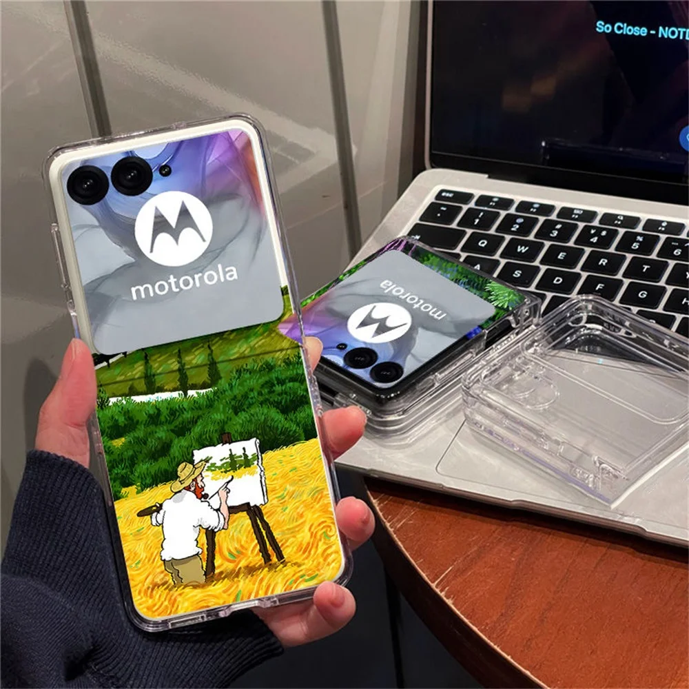 Abstract Oil Painting Art Pattern Transparent Hard Folding Phone Case