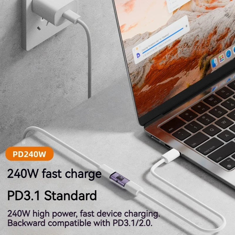 알루미늄 240W USB to 타입 C 어댑터 USBC to 타입-C 여성용 80Gbps OTG 16K 비디오 고속 충전 커넥터 노트북 폰 맥북용
