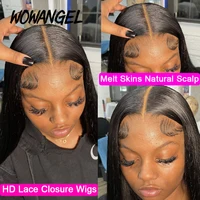 Wow Angel 5x5 Wear Go HD Lace Closure Glueless Wigs 28in Perruque droite malaisienne Perruques humaines pré-plumées Perruque prête à partir pour femme 2