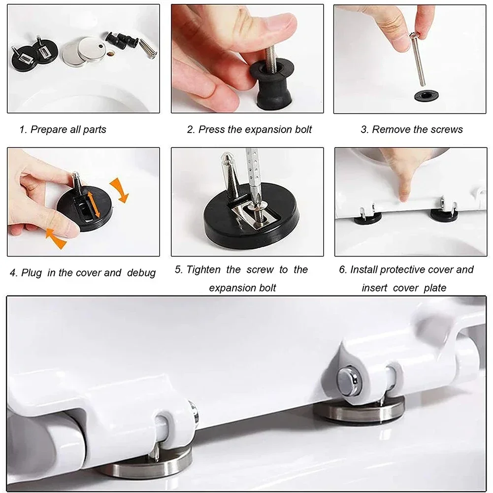 2Pcs Toilet Seat Hinges Top Close Soft Release Quick Fitting Heavy Duty Hinge Pair for Toilet Bidet Attachments toilet seat accessories toilet hinge replacement