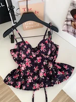 SINGREINY French Corset Print Beach Tank Top Female Strap Irregular Slim Hotsweet Camis Streetwear Vacation Bohe Sexy MIni Top - Image 4