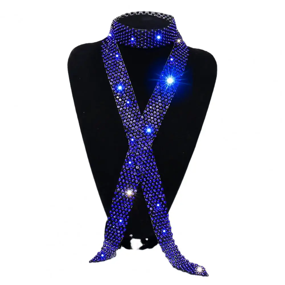 

Men Rhinestone Tie Exquisite Lightweight Rhinestone Tie for Men Long Adjustable Hollow Out Necktie for Dance Stage Show Party