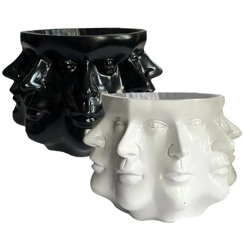 

Face Planter Pots 3D Face Succulent Plants Resin Flower Container Tabletop Ornament Creative Face Vase For Garden Decorations