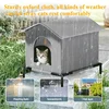 All Season Weatherproof Cat House Outdoor Indoor Warm Shelter for Stray Cats Dogs Waterproof Winter Pet Bed with Removable Mat 5