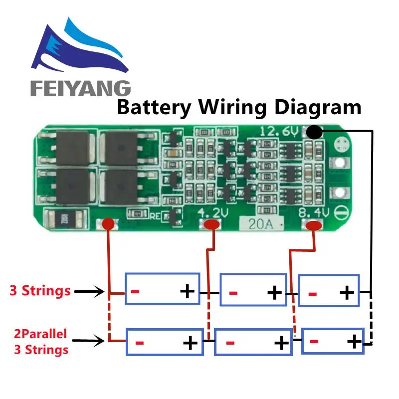 1pcs3S20ALiionLithiumBattery18650ChargerPCBBMSProtection