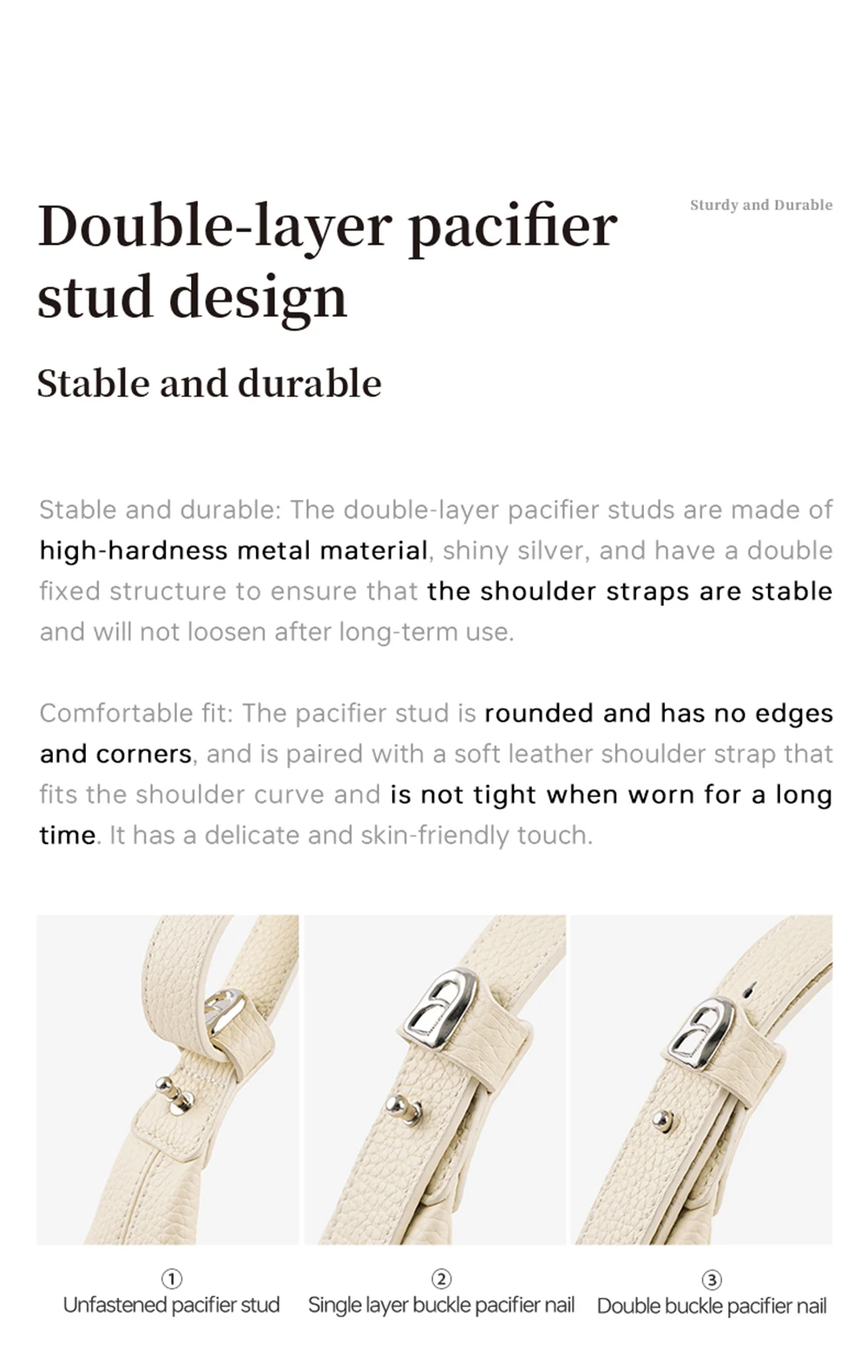 Half moon leather tote, hardware detail