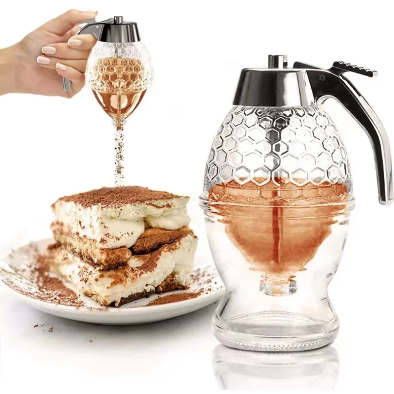 

Squeeze Bottle Honey Jar Container Bee Drip Dispenser Kettle Storage Pot Stand Holder Juice Syrup Cup Kitchen Accessories 200ml