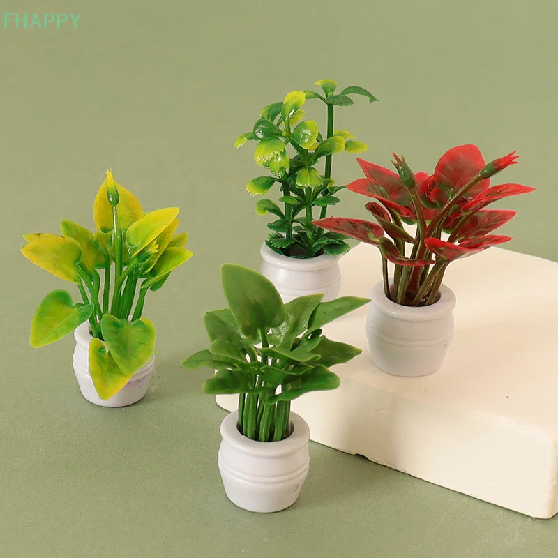 Miniature Ornament Miniature Scenery Material 1PC Doll House Mini Plant Model Mini Green Plant Potted Outdoor Landscape Flower Bed