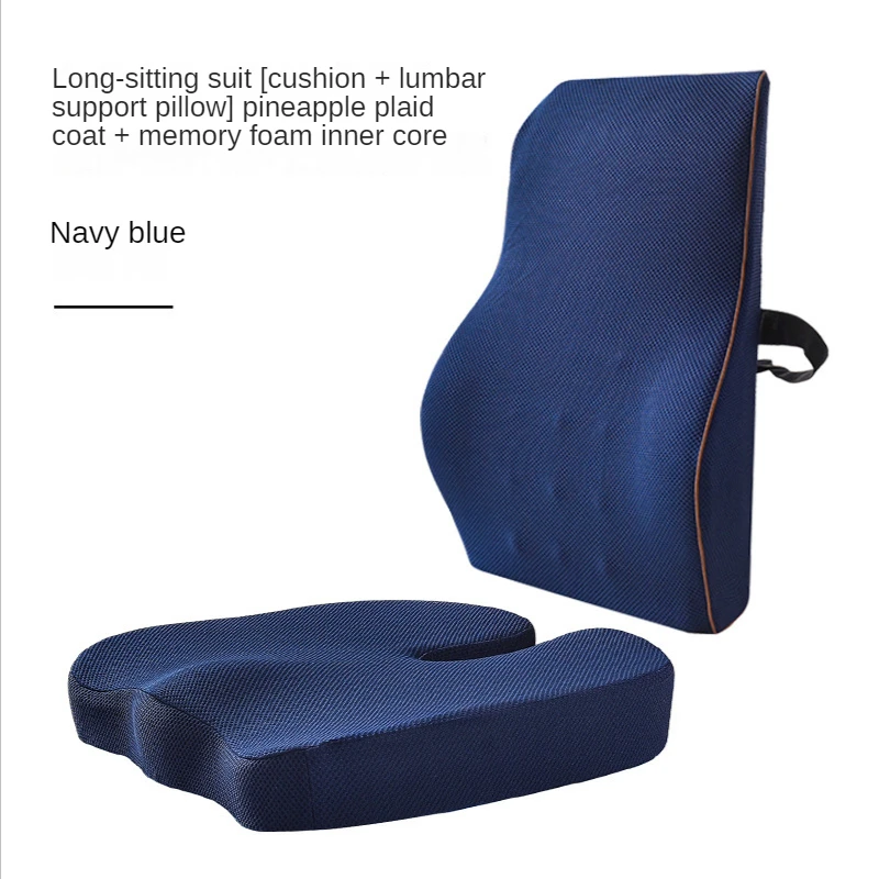 Everlasting Comfort Lumbar Support Pillow for Office Desk Chair and Car  Seat - Pure Memory Foam Lower Back Cushion (Navy Blue)