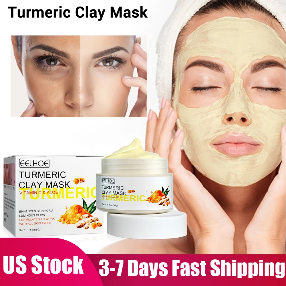 50g Turmeric Clay Facial Masks Brightening Deep Cleaning Ginger