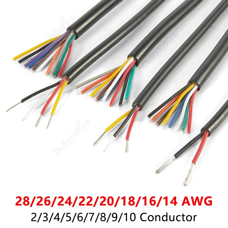Flexible Speaker Audio Wire 10 9 8 7 6 5 4 3 2 Conductor Sheathed Wire Multi Core Automotive Cable For LED Strip Light UL2464