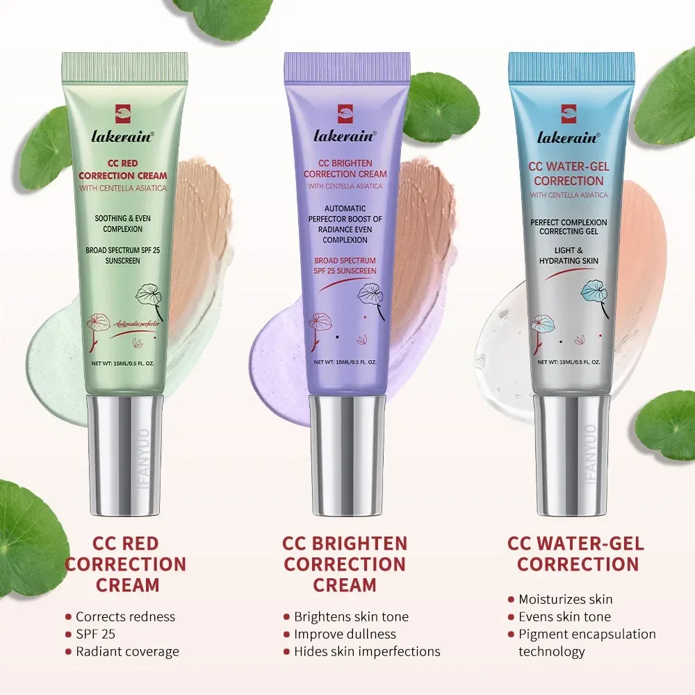 5Colors Moisturizing Correcting CC Cream Waterproof Anti-sweat Makeup Before Concealer Lasting Brighten Skin Tone Women Makeup 4