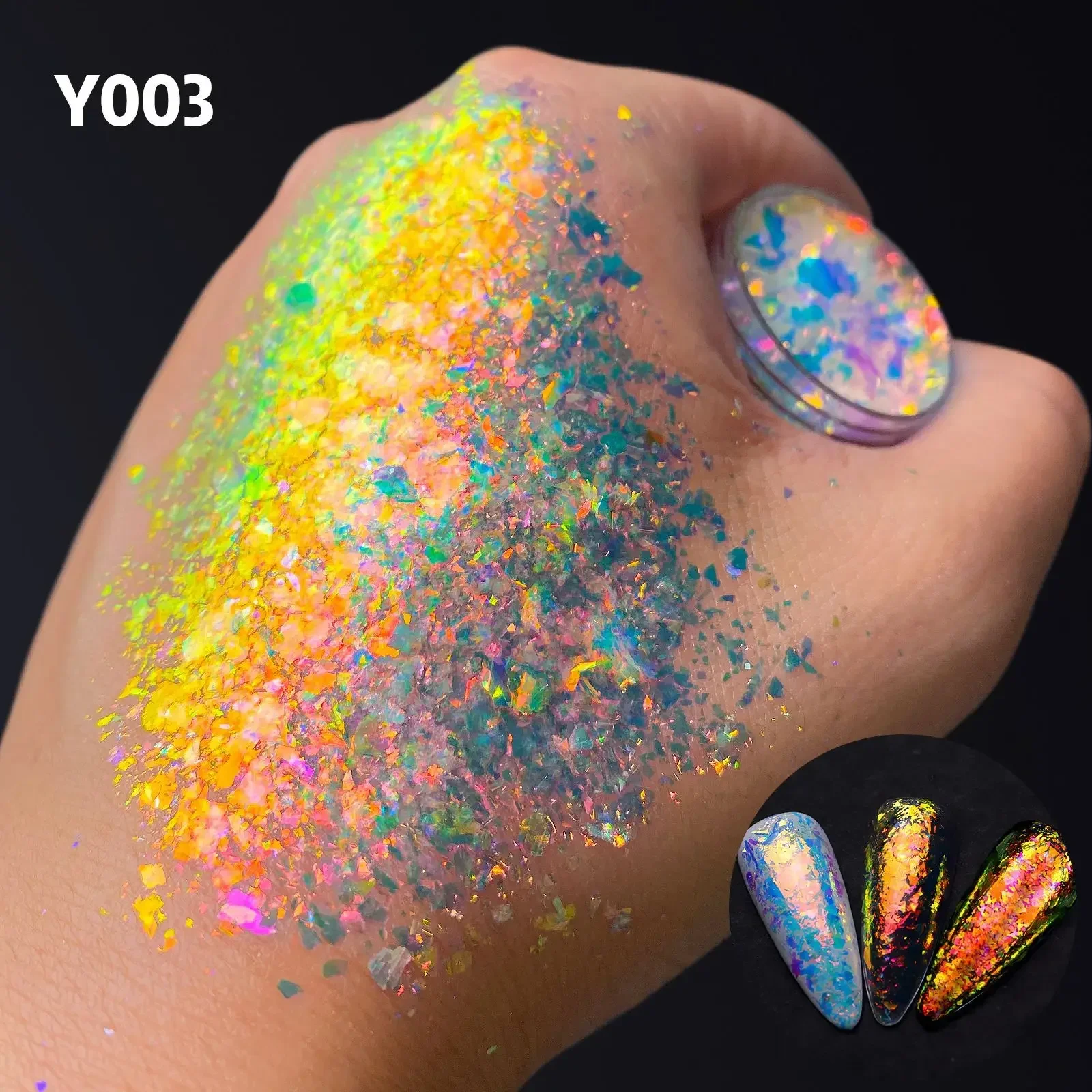 1 Box Nail powder Nail glitter Nail flakes 3D Irregular Aurora Nail Glitter Flakes Nail Chunky Sequins Holographic Opal Powder for Manicure Nails Accessories
