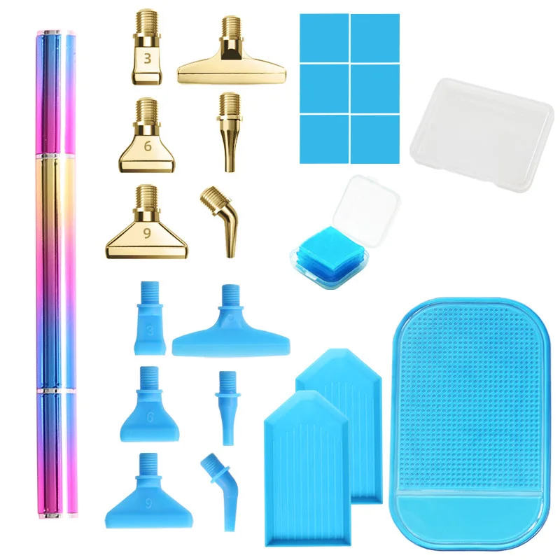 Description Picture 6 of item5D Point Drill Pen Diamond Painting Pen Replacement Metal Point Drill Pen Head with Glue Clay Tray Cross Stitch Diamond Accessor