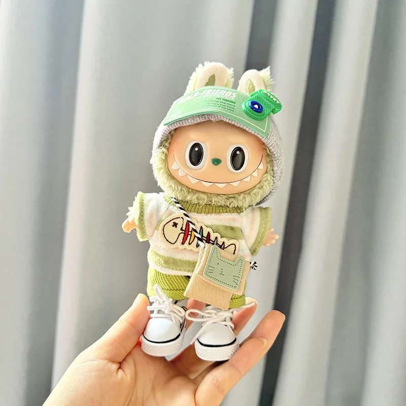 Labubu I II Idol Dolls Clothes Kawaii Green Outfit with Bag Accessories Korea Kpop Doll Clothing Mini Plush Doll Universal 16 S87b48dc272f84f5a9a545333c2711f11D