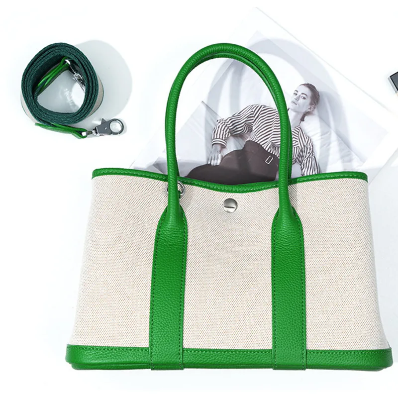 Shoulder Top Bag Layer Cowhide Large Capacity Canvas Handbags For Women Casual High-Quality Messenger Versatile Luxury Crossbody