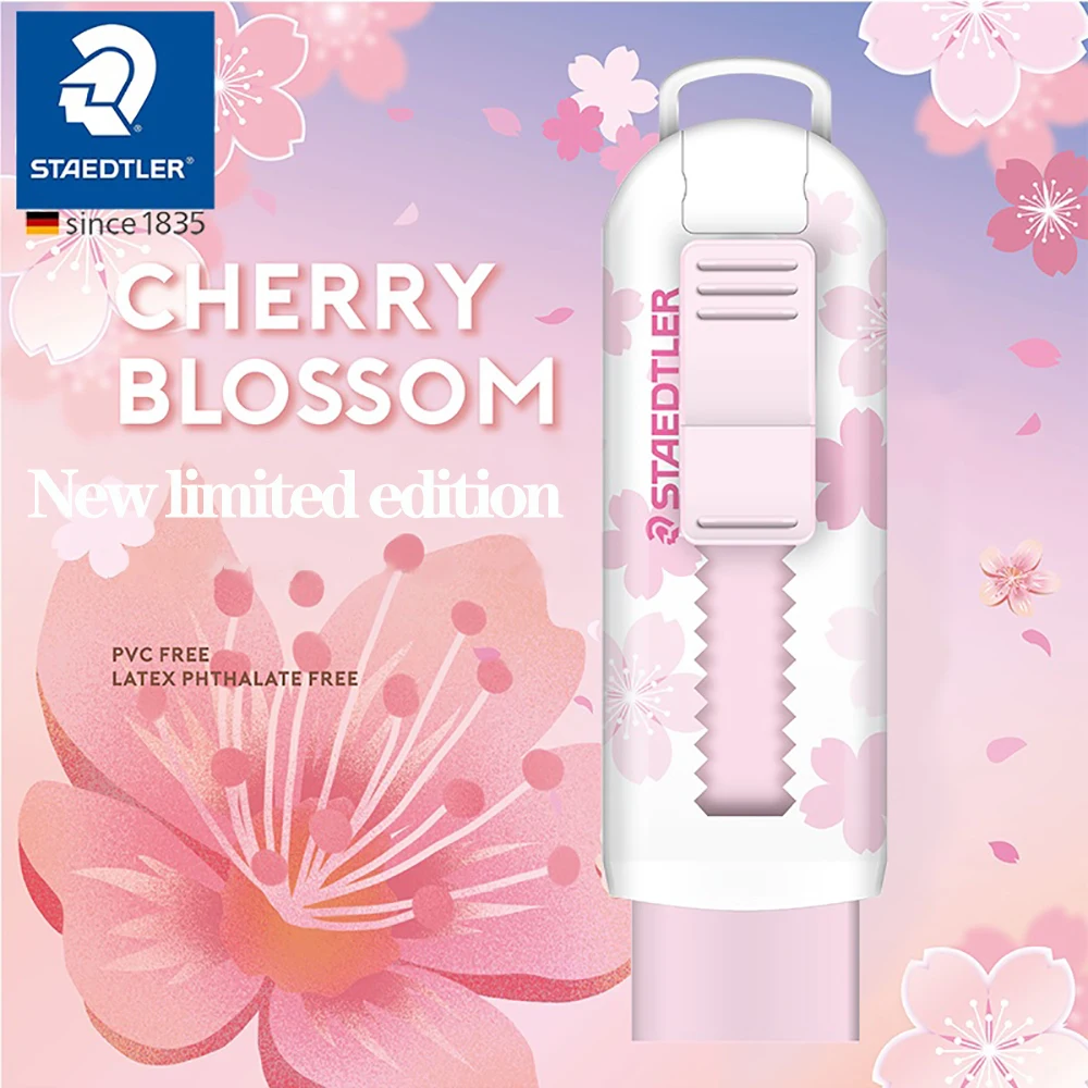 STAEDTLER Eraser 525 Telescopic Pushable Eraser Safety and Environmental Cherry Blossom Limited Edition Sketch Design Stationery