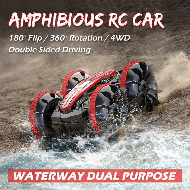 Remote Control Car 2.4G Rc Boat Waterproof Controlled Amphibious Stunt Car 4WD All Terrain Beach Pool Toys for Boys Girls Gift 1