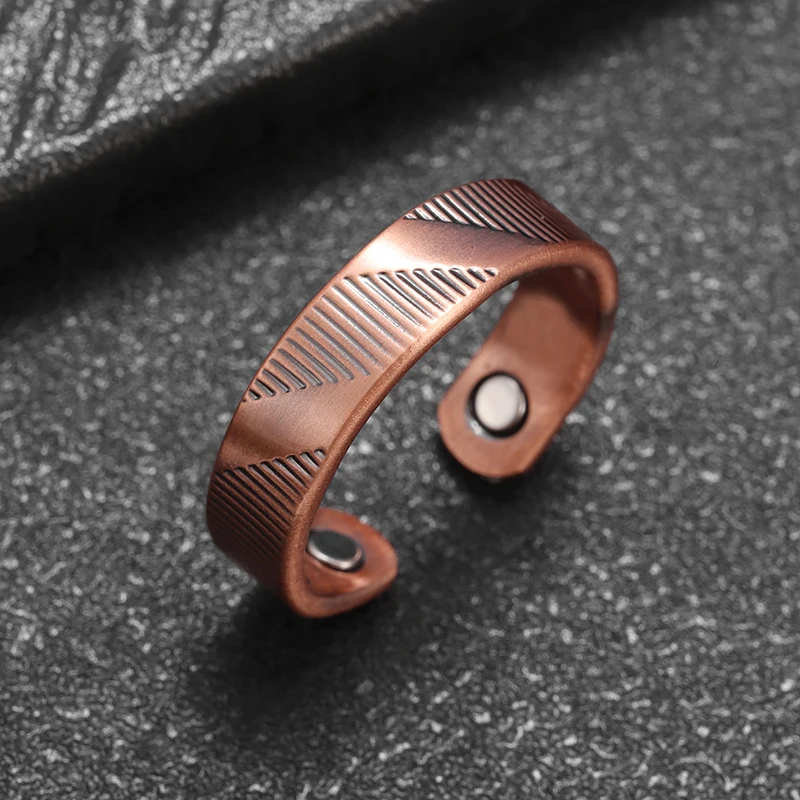 

Retro Fashion Geometric Striped Braided Copper Ring Magnetic Energy Treatment Joint Pain Ring Women's Men's Jewelry