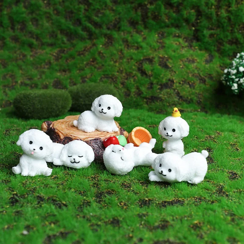 

Mini Cute Poodle Dog Figurines Miniature Craft Fairy Garden DIY Kids Bedroom Living Room Car Ornament Home Desktop Decoration