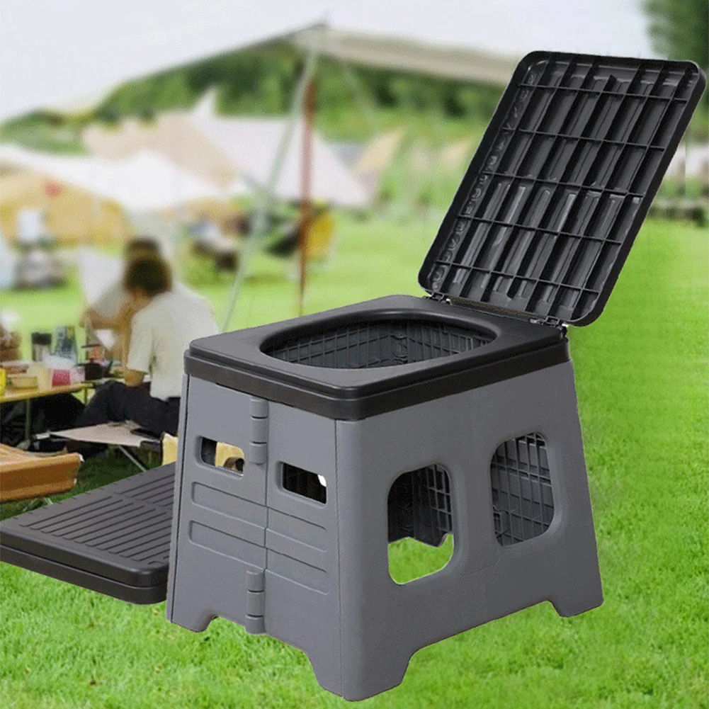 Portable Folding Toilet with Lid Foldable Outdoor Camp Toilet Multifunctional Outdoor Toilet Seat for Emergencies 3