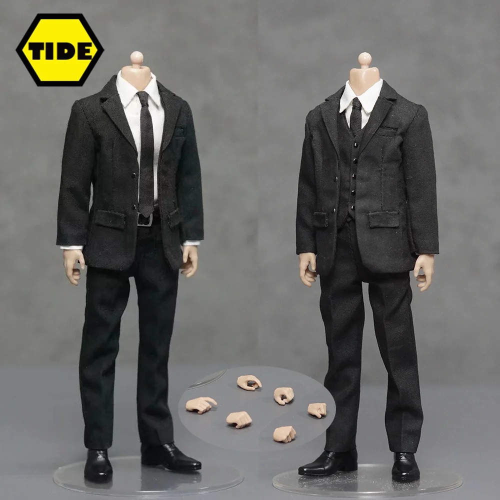 

Manipple Studio 1/12 Men Black Fabric Vest Western-Style Clothes Suit With Body Fit 6'' SHF MAFEX Head Sculpt Action Figure Doll