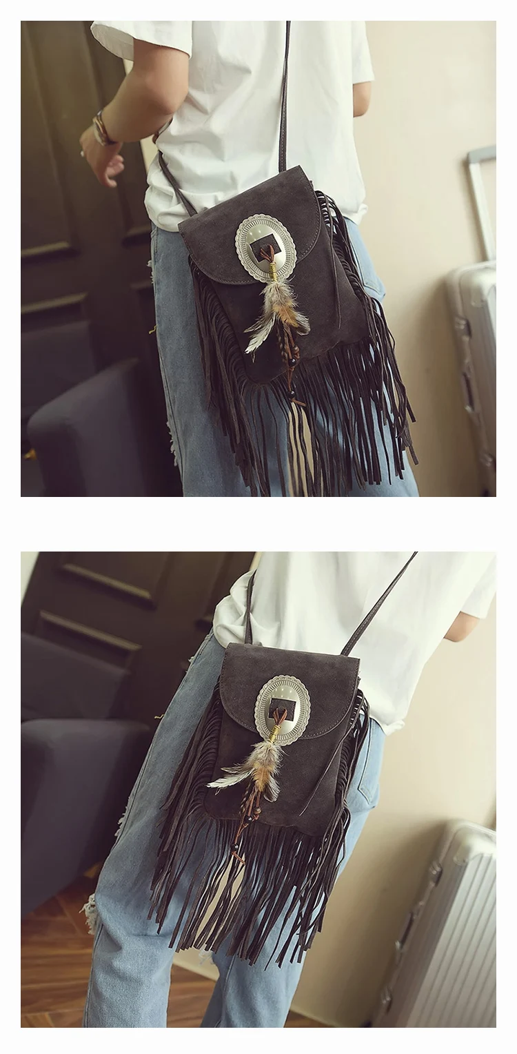 Female Small suede Bag Brown Beaded Feathers Hippie American Indian Tribal Bohemian Boho Chic Ibiza Style Pouch Bag (14)