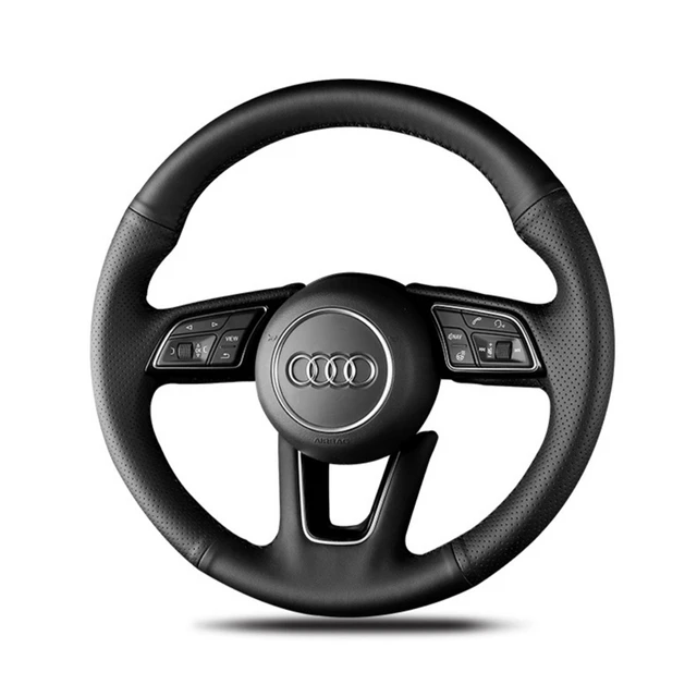 For Audi A4 (B9) Avant A5 (F5) Q2 A1 (8X) Sportback A3 (8V) Hand Stitched  Black Genuine Leather Car Steering Wheel Cover - AliExpress