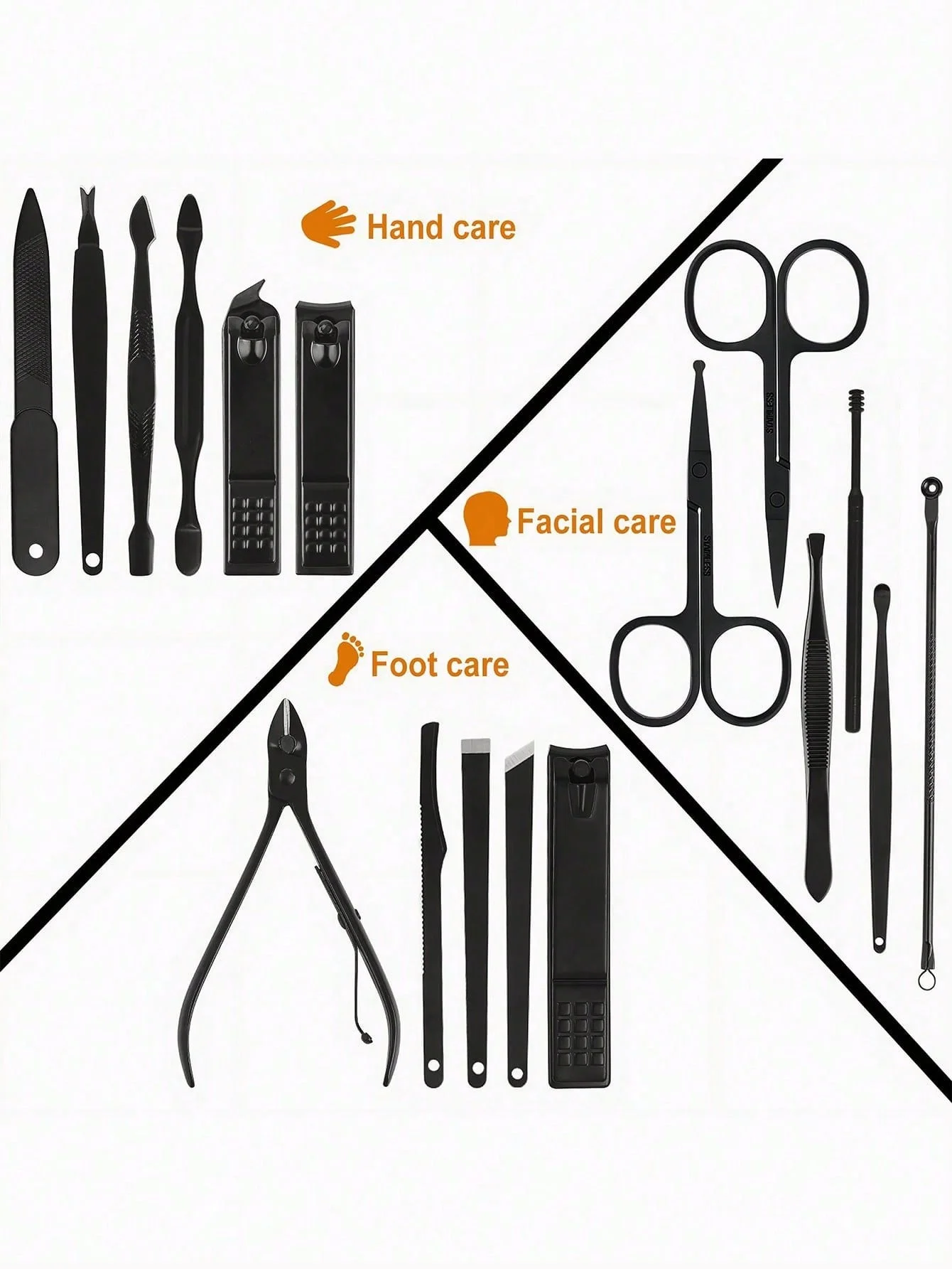 Nail Clipper Set Nail Care Kit Manicure Pedicure Kit Manicure Set Manicure Nail Clipper Set Nail Clippers Kit Manicure Set Stainless Steel with Black Leather Storage Case