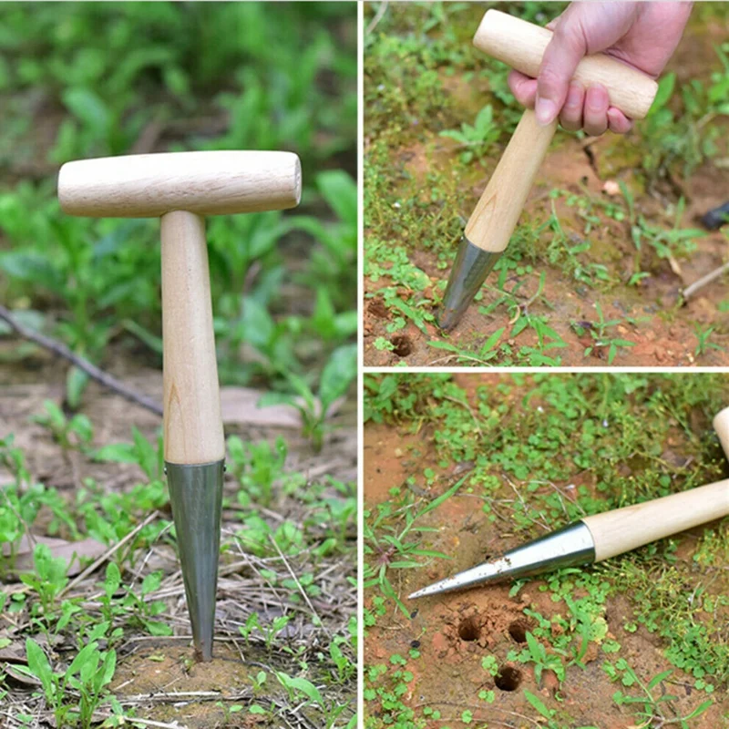 

Horticulture Planting Punch Plant Wood Handle Tools Hole Punch Durable Garden Practical Planting Outdoor Loosen Soil Accessory