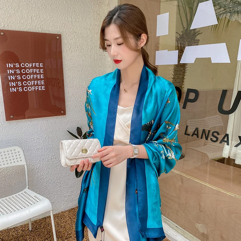 Design Satin Seide Schal Hijab Schal Frauen Mode Sommer Sonnencreme Strand Stola Wraps Bufanda Weibliche Kopftuch Echarpe Neue – Detail 3