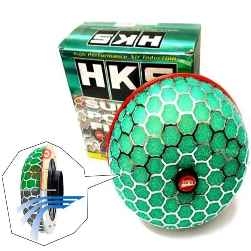 3'high HKS ซูเปอร์พาวเวอร์โฟลว์ตัวกรองอากาศ80mm /100mm เครื่องทำความสะอาดแบบเติมอากาศสากล 1