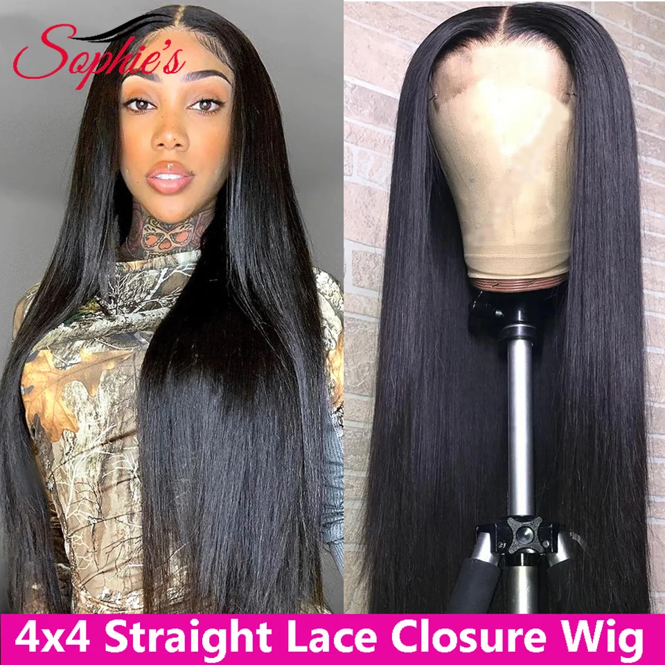 Gerade 13x4 Spitze Frontal Echthaar Perücken Für Frauen Brasilianisches Remy Haar 4x4 Spitze Perücken Vorgezupft Mit Baby Haar 180% Dichte – Detail 4