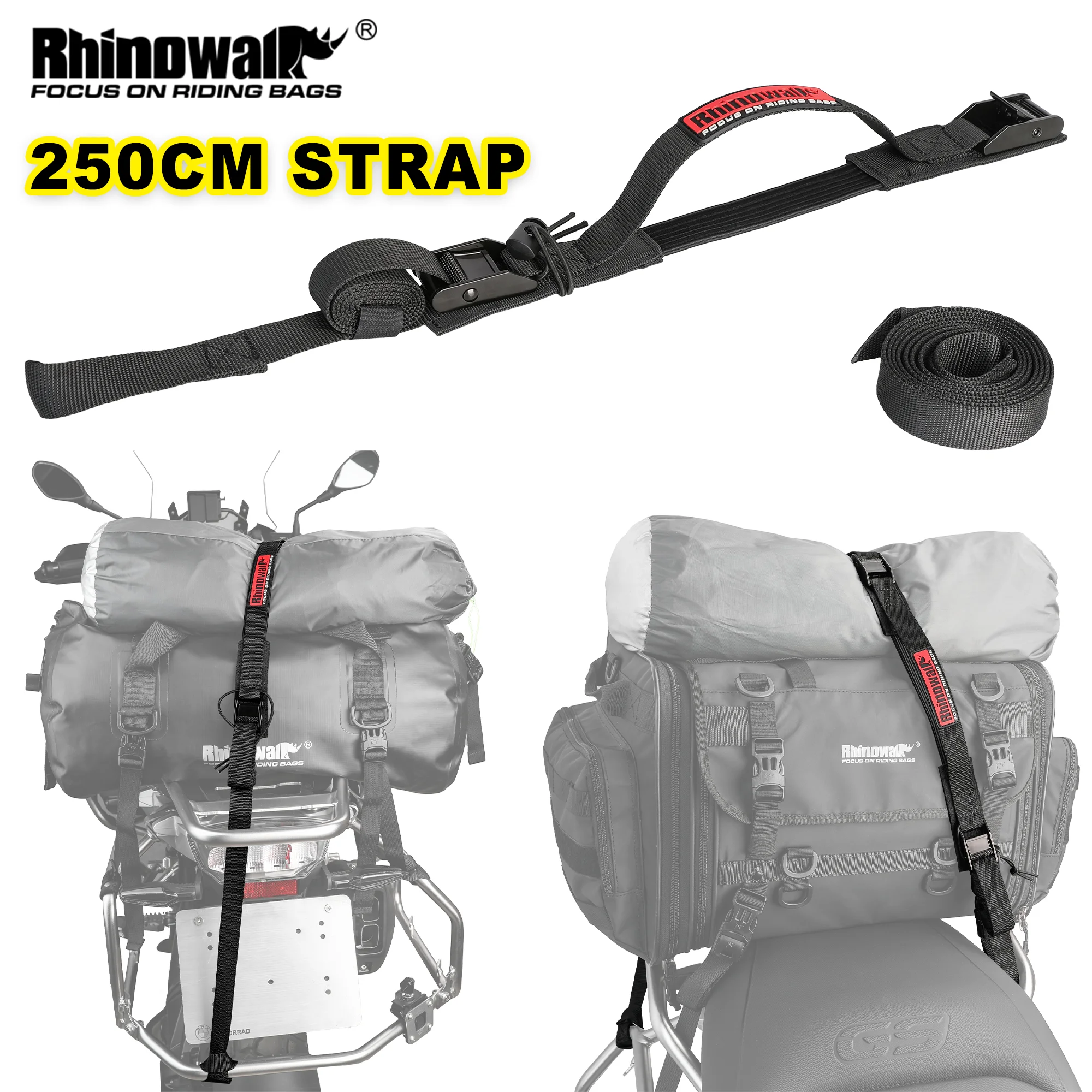 RhinowalkMotorcycleLuggageStrap25MBuckleTieDownBeltCargo