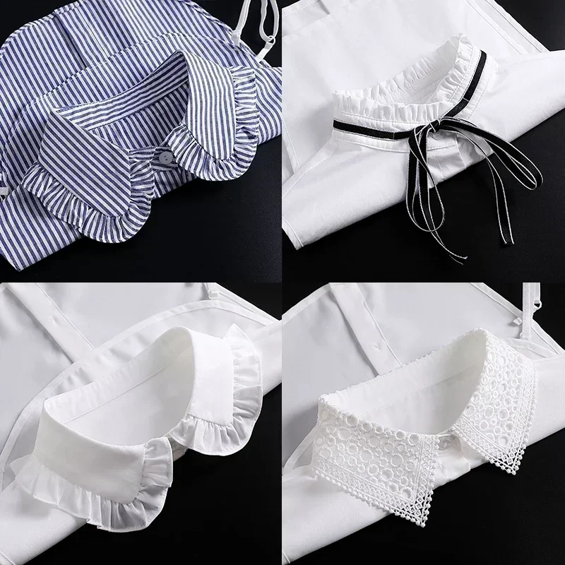 False Collar fake collar detachable collar shawl Korean Stand Lapel False Collar Women Embroidery Faux Col Half Shirt Blouse Fake Collars Sweater Shirt Detachable Collars