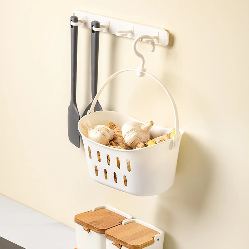 Bathroom Hanging Drain Basket With Rack Shower Storage Sink Holder Hook Kitchen Sundries Hanging Organizer Basket